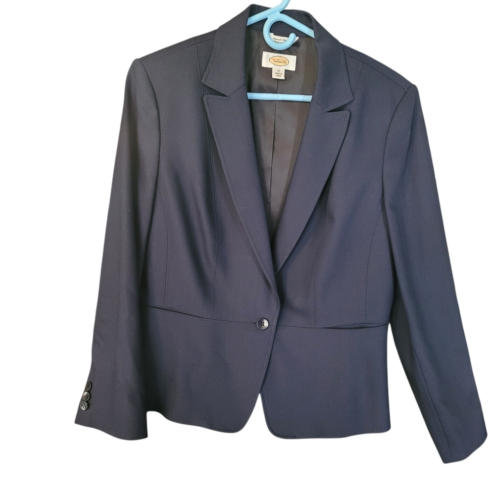 Talbots one button notched collar preppy navy blazer  - 10.        G26